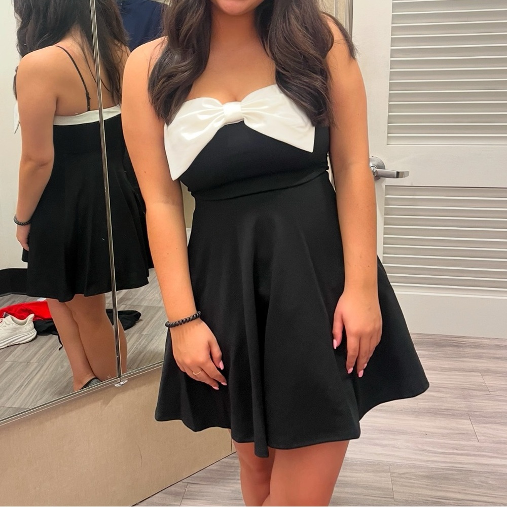 Black Dress with White Bow